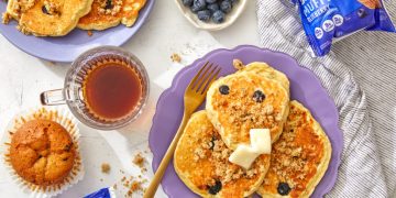 Quest-Rezept für Blaubeermuffin-Pfannkuchen