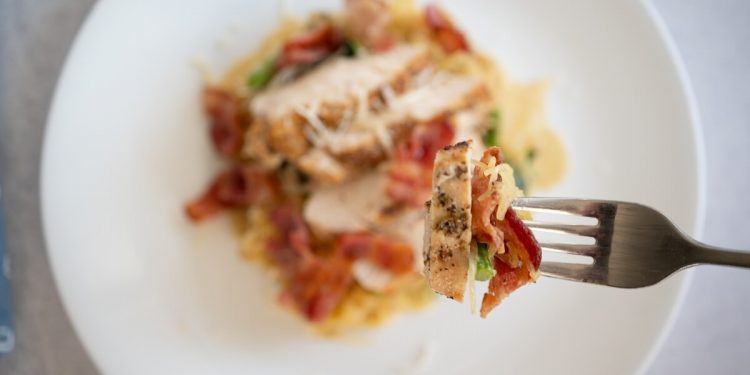 Hühnchen Carbonara (mit Spaghettikürbis)