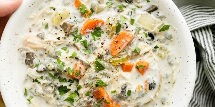 Gradual Cooker Hühner-Wildreissuppe (einfach + glutenfrei)