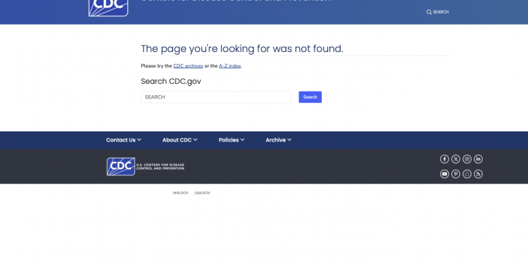 Bundesgesundheitsagenturen entfernen Daten aus Web sites: Aufnahmen