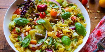 Italienischer Spaghetti -Kürbissalat – Sharon Palmer, die pflanzliche Ernährungsberaterin, die angetrieben wird